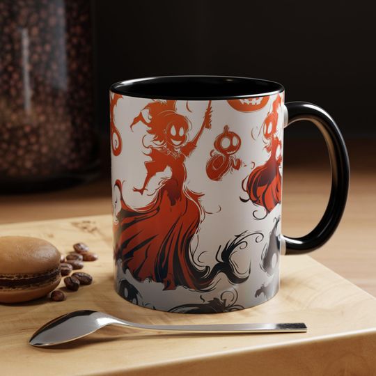 Witchy Spooky Halloween Ceramic Accent Coffee Mug Ghostly Spirit Gift for Tea Hot Chocolate Lovers Gift for Scary Halloween Party Decor