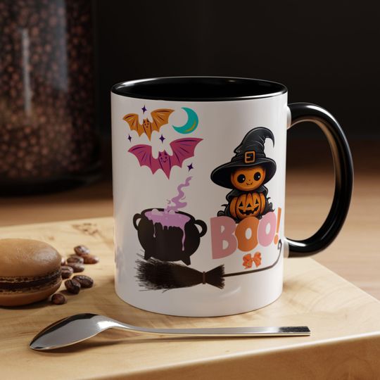Discover Boo Halloween Accent Coffee Mug - Cute Pumpkin Witch Decor, Spooky Gift for Tea Lovers, Halloween Party Mug, Boo Mug, Seasonal Drinkware