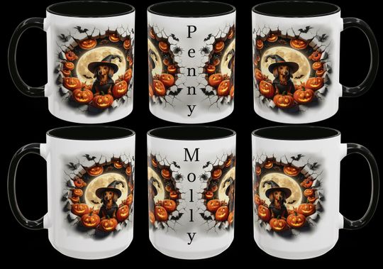 Discover Personalized Halloween Dachshund Coffee Mug: Spooky Trick or Treat Dog Lover Cup