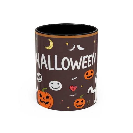 Halloween Accent Coffee Mug - Spooky Design for Fall Celebrations, Perfect for Tea or Coffee Lovers, Halloween Party Gift, Autumn Decor
