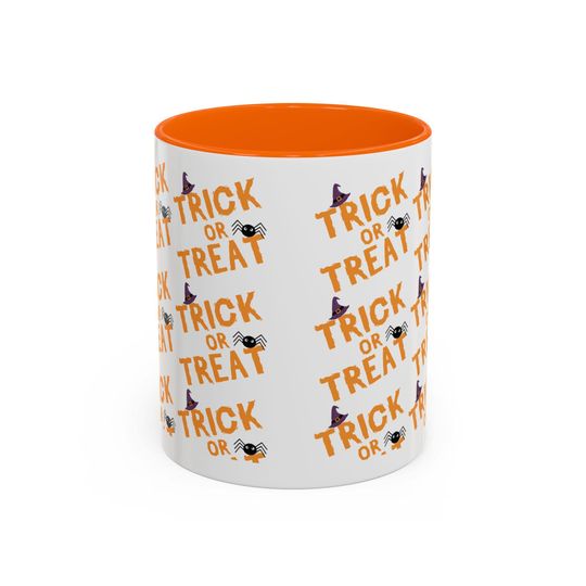 Halloween Accent Coffee Mug, Trick or Treat Mug, Spooky Season Gift, Witch Themed Drinkware, Perfect for Halloween Celebrations