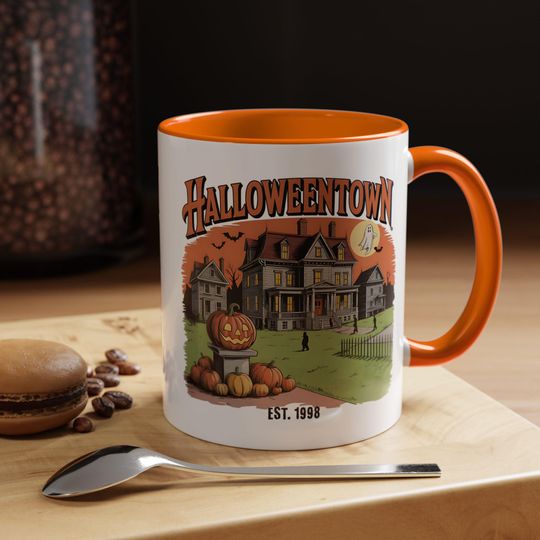 Halloweentown University Ghost Mug  Spooky Western Halloween Coffee Cup for Fall Vibes, Cozy Autumn Accent Mug Gift,  Ceramic