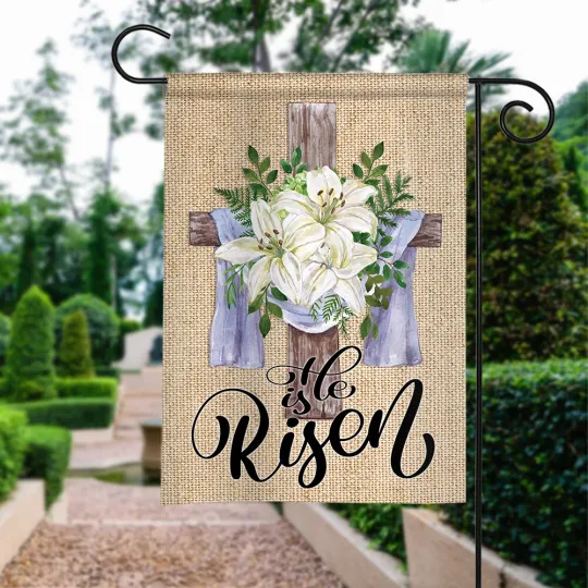 Happy Easter Garden Flag, He Is Risen Flag, Christian Flag, Jesus Religious Flag