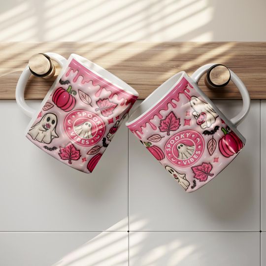 Discover Spooky Vibes Ghost Mug, Halloween Coffee Cup, Pumpkin