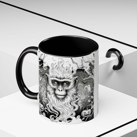 Discover Halloween Ghost Monkey Coffee Mug (11 oz)