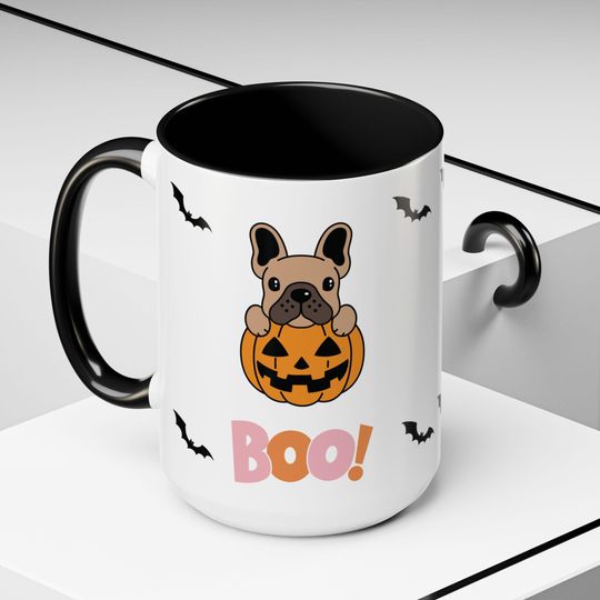 Discover Halloween-themed Accent Coffee Mug with Cute Dog Design, Spooky Gift for Pet Lovers, Fall Decor, Trick or Treat Mug, Unique Halloween Gift