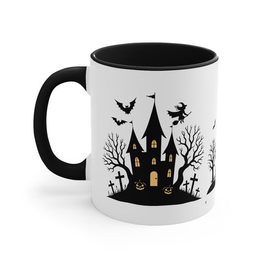Discover Halloween Accent Mug, Spooky Coffee Cup, Fall Decor Mug, Witchy Gift, Haunted House Mug