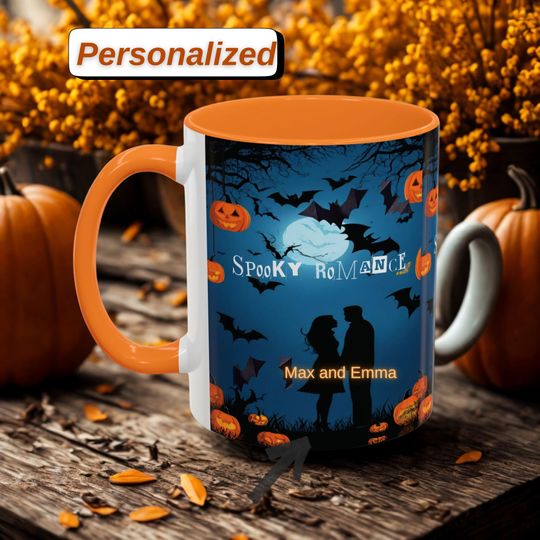 Discover Personalized Bat Romance Mug: Gothic Halloween Coffee Cup