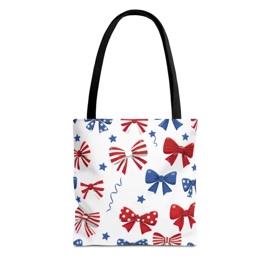 Discover Patriotic Bow Tote Bag for Independence Day - Red White Blue Holiday Gift