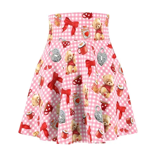 Valentines Bears N Bows Skater Skirt