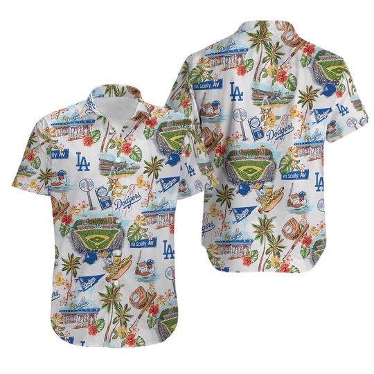 Dodgers Hawaiian shirt, Hawaiian shirt Men's Hawaiian Shirt, Hawaiian Beach Shirt, Button Downs Shirt