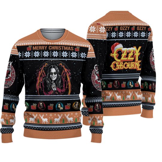 Ozzy Ozbourne Merry Christmas Ugly Christmas Sweater Full Sizes