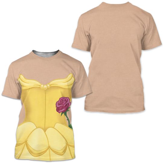 Belle Princess Costume Cosplay, Halloween Costume 3D Shirt For Girl, Beauty And The Beast Matching Shirt, Gift For Couple, Belle Princess