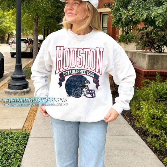Discover Houston Football Vintage Sweatshirt, Football Game Day Sweatshirt