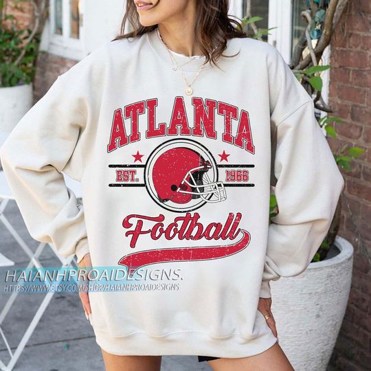 Discover Atlanta Football Vintage Sweatshirt, Retro Helmet Sweatshirt, Sports Fan Gift