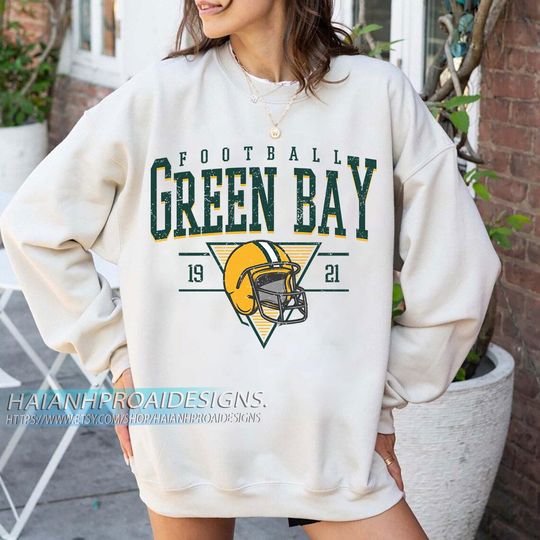 Discover Green Bay Football Vintage Sweatshirt, Retro Helmet Sweatshirt, Sports Fan Gift