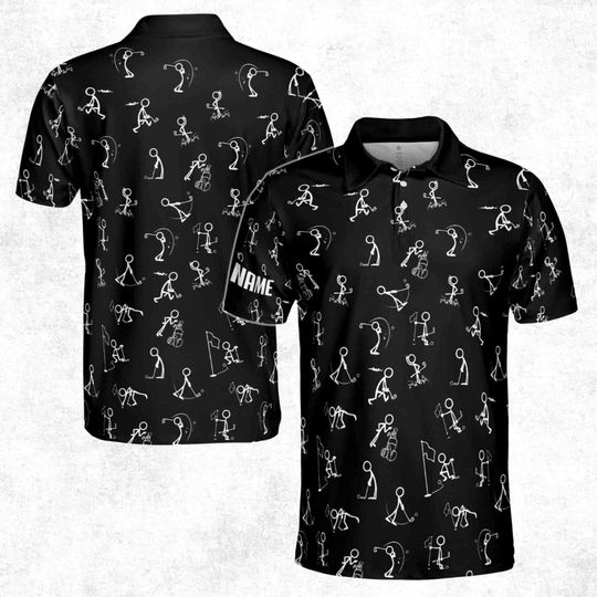 Discover Stickfigures Playing Golf Doodling Men's Polo Shirt
