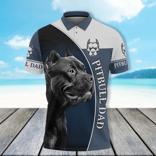 Discover Pitbull Dad Polo Shirt: Bold Dog Graphic - Gift for Pet Owners
