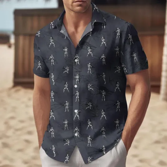 Discover Disney Star Wars Stormtrooper Actions Galaxy's Edge Aloha Black Hawaiian Shirt