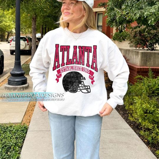 Discover Atlanta Football Vintage Sweatshirt, Retro Helmet Sweatshirt, Sports Fan Gift