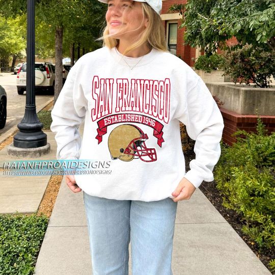 Discover San Francisco Football Vintage Sweatshirt, Retro Helmet Sweatshirt, Sports Fan Gift