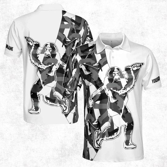 Discover Custom Name Black Bigfoot Golf Men's Polo Shirt