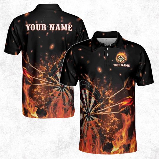 Discover Custom Name Darts Flame Men's Polo Shirt