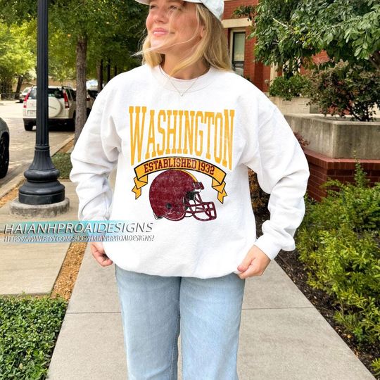 Discover Washington Football Vintage Sweatshirt, Retro Helmet Sweatshirt, Sports Fan Gift