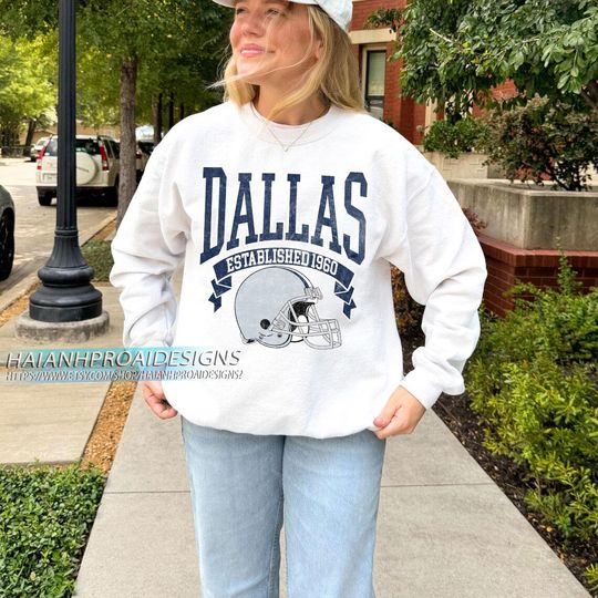 Discover Dallas Football Vintage Sweatshirt, Retro Helmet Sweatshirt, Sports Fan Gift