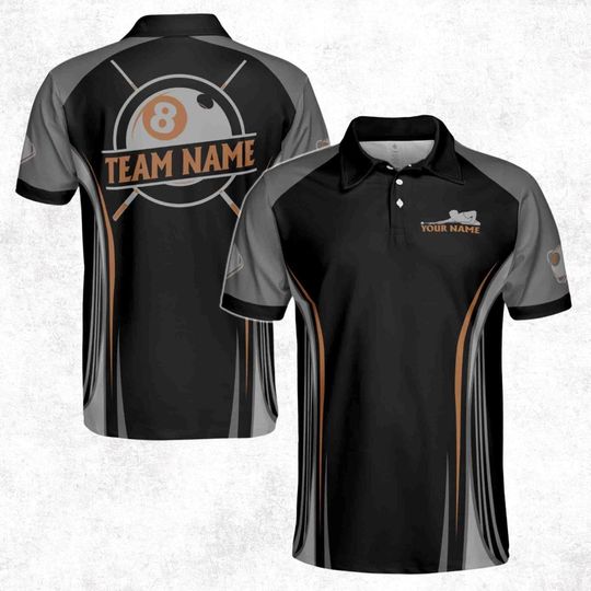 Discover Custom Name Team Name 8 Balls Billiard Men's Polo Shirt