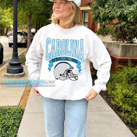 Discover Carolina Football Vintage Sweatshirt, Retro Helmet Sweatshirt, Sports Fan Gift