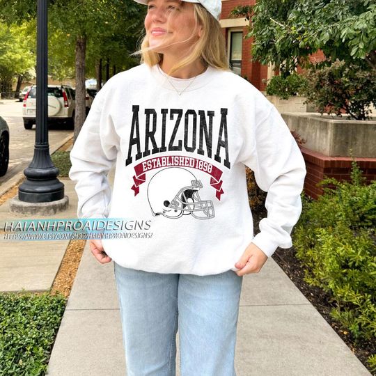 Discover Arizonna Football Vintage Sweatshirt, Retro Helmet Sweatshirt, Sports Fan Gift