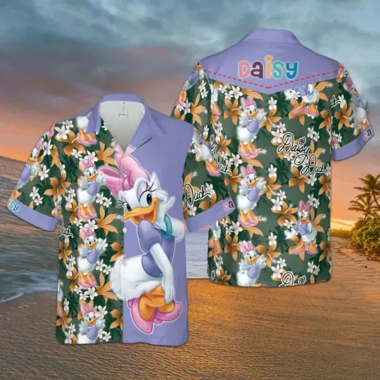 Discover Disney Daisy Duck Tropical Summer Vacation Aloha Hawaiian Shirt