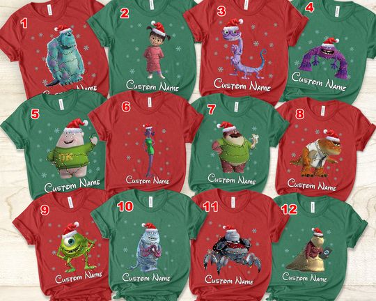 Monster Inc Christmas Shirt, Monster Inc Shirt, Disney Character Shirt, Christmas Lights Tee, Christmas Group Shirt