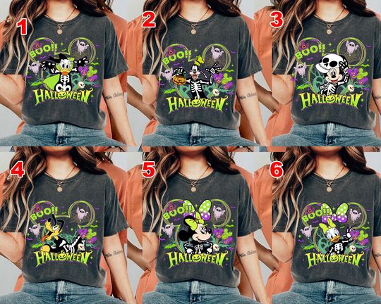 Discover Vintage Disney Halloween All Characters Shirts, Mickey And Friends Halloween Shirt, Halloween Party 2025 Shirt, Disneyland Halloween Trip