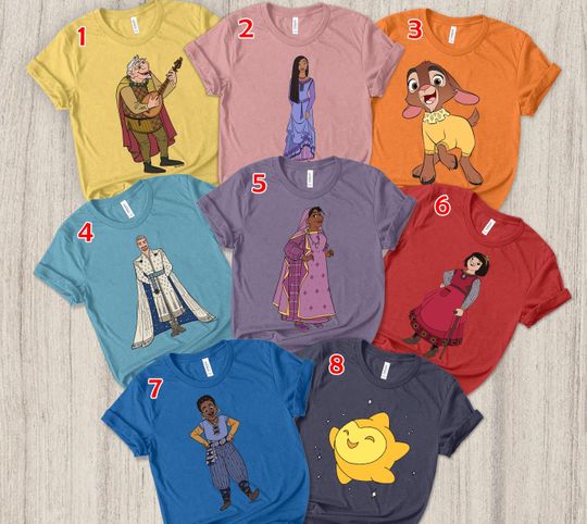 Discover Disney Wish Movie Characters Shirt, Asha Valentino Star Shirt, Wish Movie Group Shirt, Magic Kingdom,Disneyland Birthday Family Shirt