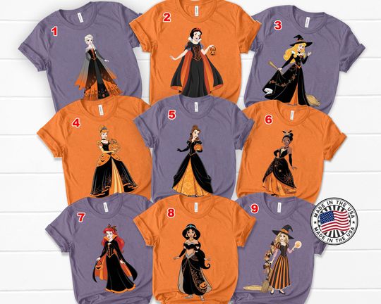 Discover Disney Halloween Baby Princess Shirt, Custom All Princess characters, Halloween Witchy Shirt, Disneyland Halloween Princess Shirt