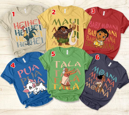 Discover Disney Moana Characters Shirt, Disney Moana Hei Hei Pua Maui Matching Shirt, Disneyland Family Vacation Shirt, Disney Moana Trip Shirts