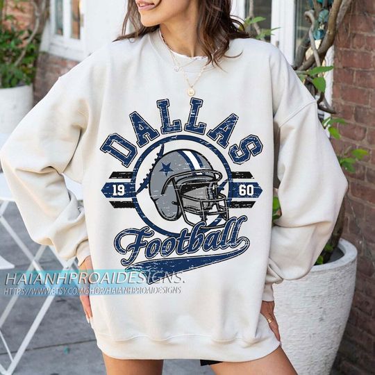 Discover Dallas Football Vintage Sweatshirt, Retro Helmet Sweatshirt, Sports Fan Gift