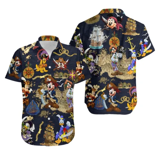 Disney Summer Beach Pirates Of Caribbean Mickey And Friends Hawaiian Shirt