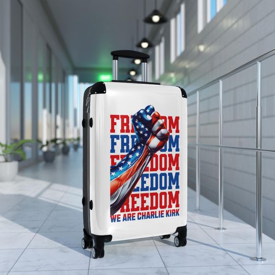 Discover Charlie Kirk Memorial Suitcase Medium Carry On Luggage with 360 Wheels Freedom Tribute