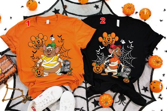 Discover Disney Cinde Jaq and Gus Mummy Halloween Spooky Balloon Shirt, Disney Halloween Shirt, Disney Halloween Family Matching Shirt SKZH40