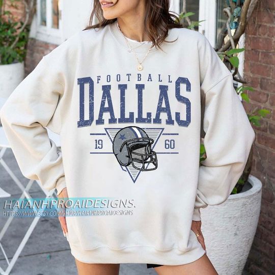 Discover Dallas Football Vintage Sweatshirt, Retro Helmet Sweatshirt, Sports Fan Gift