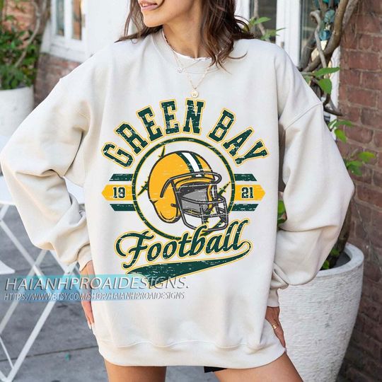Discover Green Bay Football Vintage Sweatshirt, Retro Helmet Sweatshirt, Sports Fan Gift