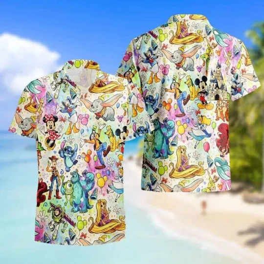 Discover Disney Summer Beach Disney Characters Aloha Hawaiian Shirt