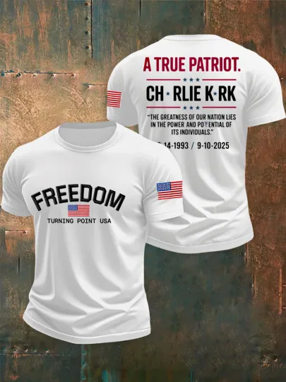 Discover RIP!! Men's Charlie Kirk  Freedom Turning Point The Greatness 3D T-Shirt