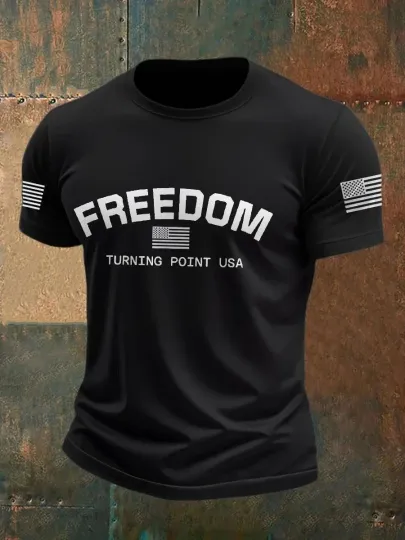 Discover Sleeve Design Charlie Kirk Freedom T-Shirt Freedom 3D Shirt, Turning Point Tee