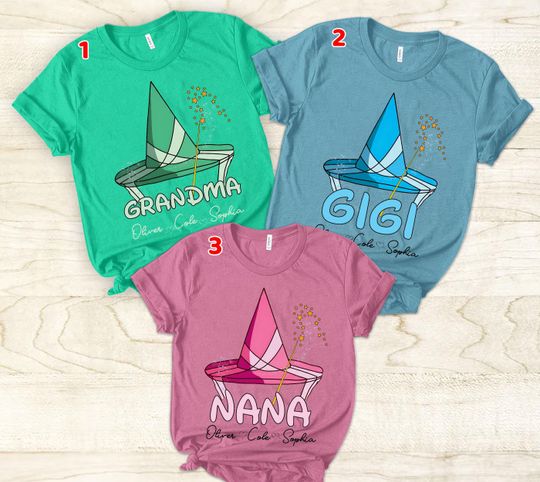 Custom Grandma Sleeping Beauty Fairy Shirt, Personalized Grandmother Tee, Flora Fauna Merry weather, Mother's Day Gift