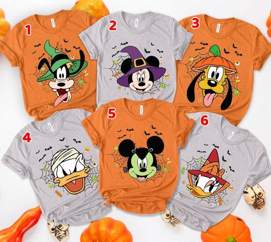 Discover Disney Mickey and Friends Halloween All Characters T-shirt Mickey And Friends Halloween Shirts, Disney Family Halloween Mickey Minnie Donald