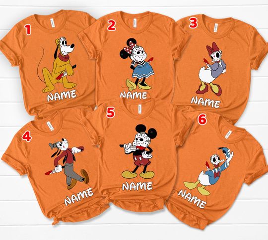 Discover Custom Name Mickey and Friends With Name Halloween T-shirt, Retro Disney Halloween Tee, Mickey's Not So Scary Party Family Matching Shirts